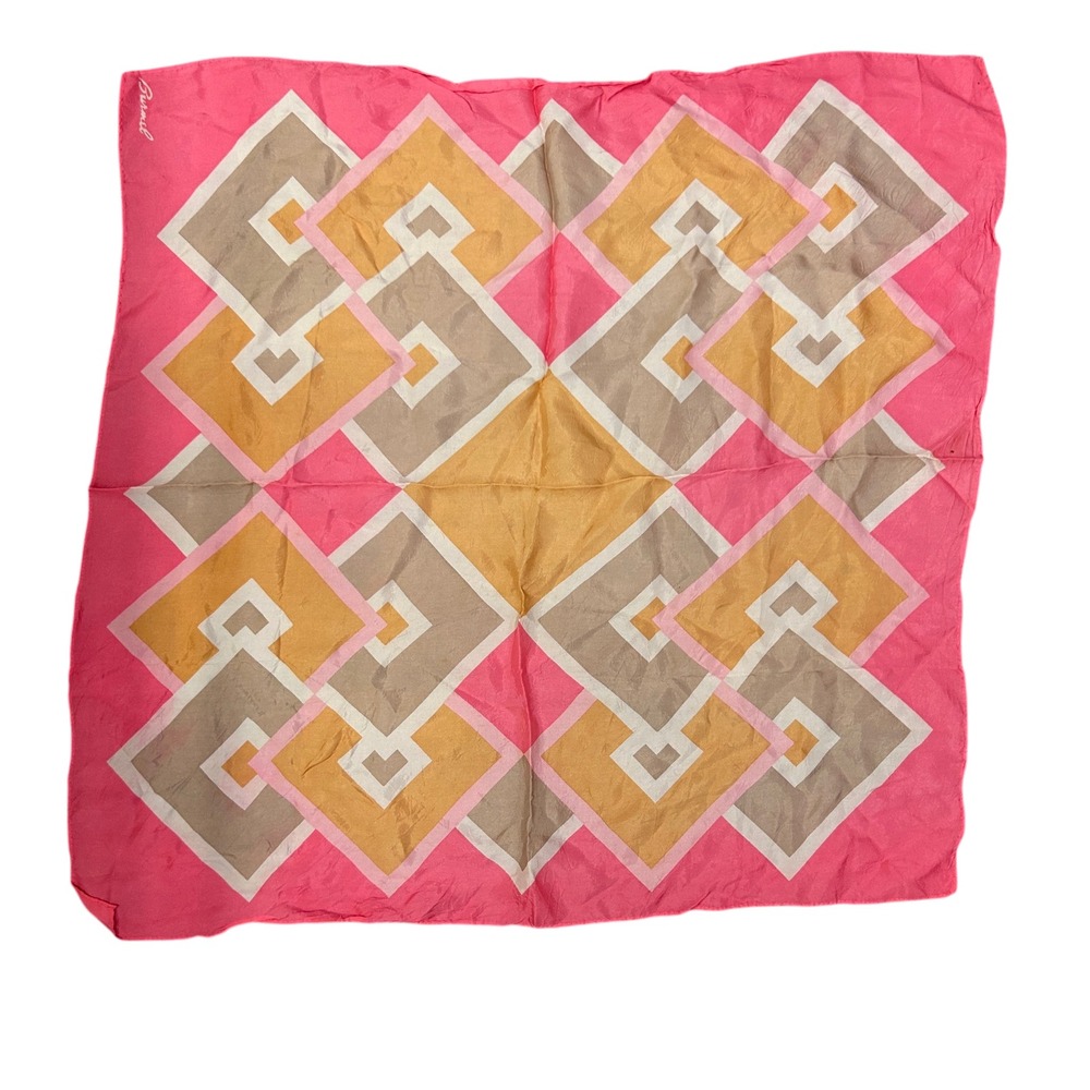 Burmel Geometric Square Neck Scarf One Size Pink Mod Retro Mid-Century Modern‎